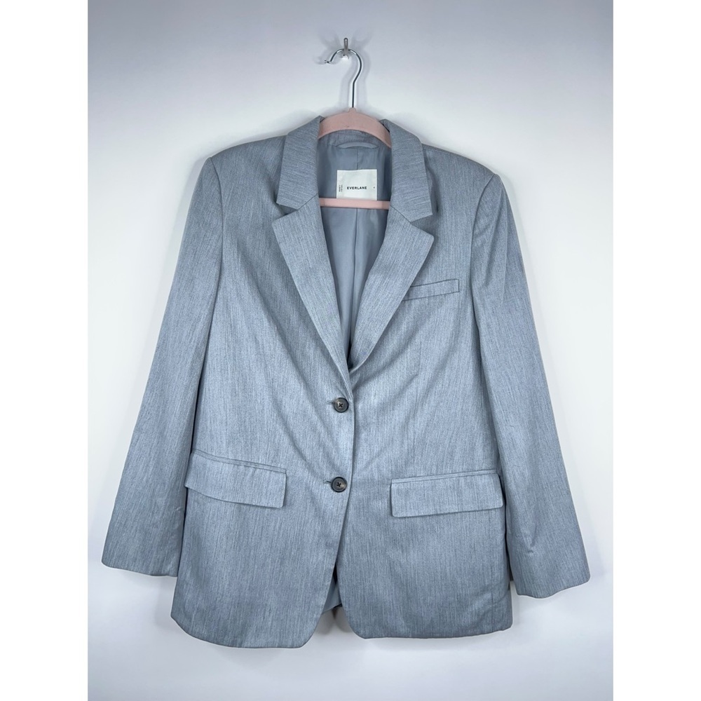 Everlane Oversized Blazer Light Gray Two Button Front Classic Minimal Size 4